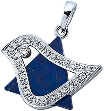 BaltinesterBaltinester Jewelry, Jewish Jewelry Pendant, Dove of Peace Star of David Pendant with Diamonds and Lapis Lazuli, 18k White Gold, Elegantly Gift Packaged, Size 0.59 x 0.8 Inch