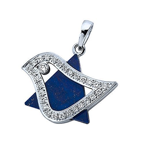 BaltinesterBaltinester Jewelry, Jewish Jewelry Pendant, Dove of Peace Star of David Pendant with Diamonds and Lapis Lazuli, 18k White Gold, Elegantly Gift Packaged, Size 0.59 x 0.8 Inch
