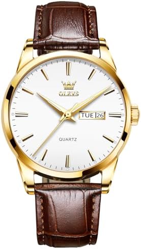 QBAIZI Men's Casual Leather Watch, Easy to Read Three-Hand Analog Stainless  Steel Watches for Men, Minimalist Day Date Waterproof Luminous Mens Quartz  Wristwatch, 03 White Face/Brown Leather Band price in Saudi Arabia |