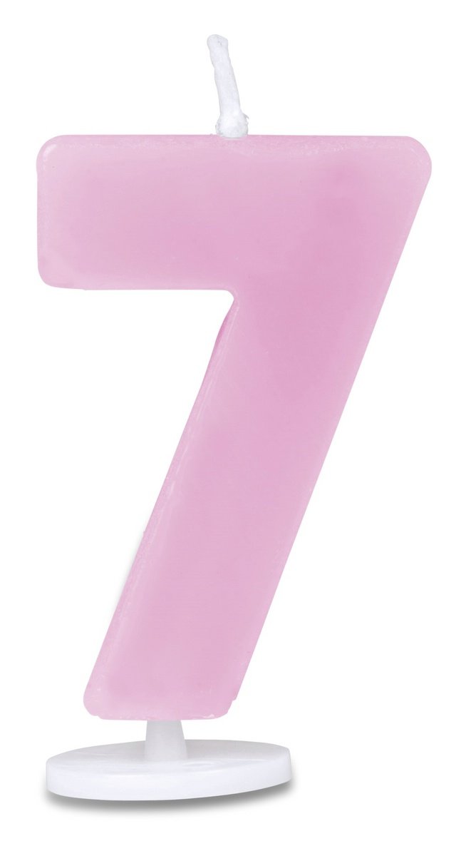 Staedter 7 Number Candle with Holder, 4.5 cm, Parafin/Wax, Pink, 30 x 30 x 4.5 cm