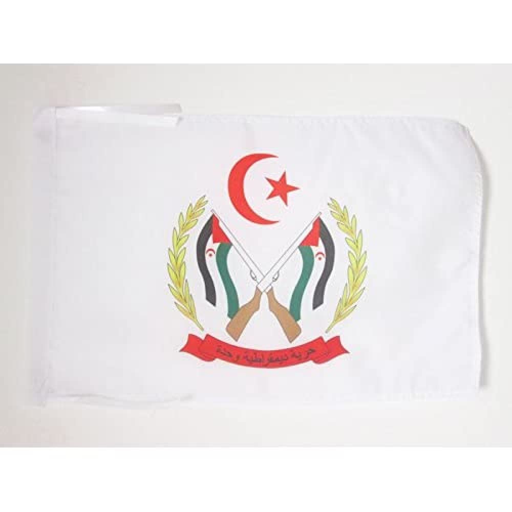 AZ FLAG - Coat of arms Polisario Front of Sahrawi Flag - 18'' x 12'' - 100% Polyester Frente Polisario Small Banner with Two Cords - Fade Resistant - Vivid Colors - 18x12 in - 45x30 Cm โ image 1