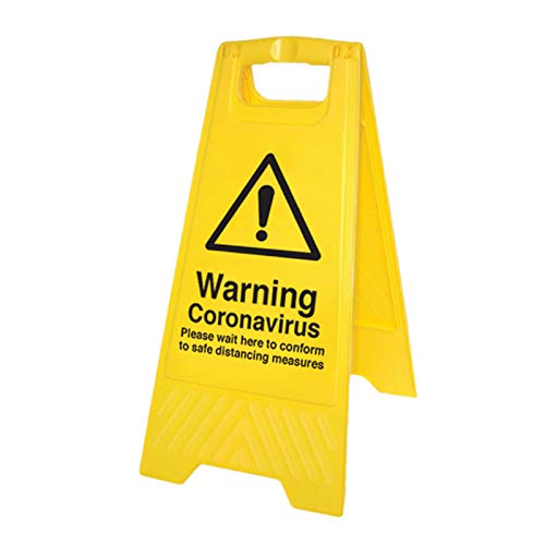 Caledonia Signs 58560 Warning Coronavirus Please wait here (free-standing floor sign)