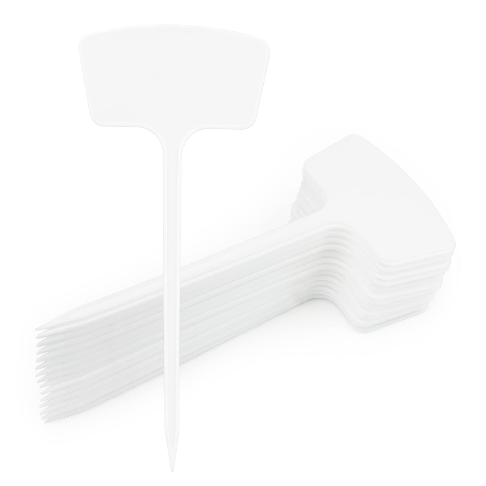 KINGLAKE 30 Pcs Outdoor Tall Plant Labels 36cm/14.1", Extra Large Waterproof Plastic Plant Tags, Super Thick T-Type Garden Markers for Vegetable, Flowers and Potted Plants (White)