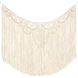 LIVALAYA Macrame Banner Wall Hanging Garland Beige