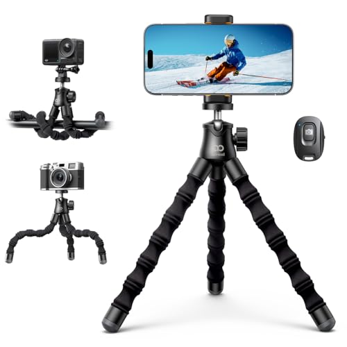 Lamicall Tripie para Celular - [130 g Ultraligero] Selfie Stick para iPhone con Control Remoto, 360° Girando Phone Tripod, con Tornillo de 1/4'' y Zapata Fría para iPhone, GoPro, Cámara, Pocket 3/4