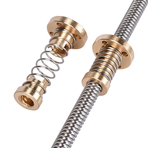 T10 Trapezoidal Lead Screw Rod 304 Stainless Steel With Brass Nut - 10mm Diameter, 2mm Pitch, Various Leads