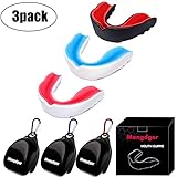 Mengdger Youth Mouth Guard Football Moldable MouthGuard Sports Kids Boys Mouthpiece Teeth Protective Braces EVA Double Colored for MMA Boxing Rugby Kickboxing Taekwondo Softball Lacrosse(3 Pack)
