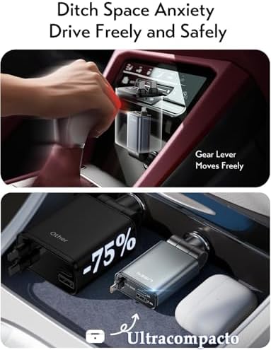 LISEN [Fiat Essentials] Carregador Retrátil Rápido Carro 57W USB Carregador Isqueiro Carregador Simultâneo Rápido Isqueiro Acessórios Automotivos Car Gadgets para iPhone 16 15 Pro Max Samsung Xiaomi
