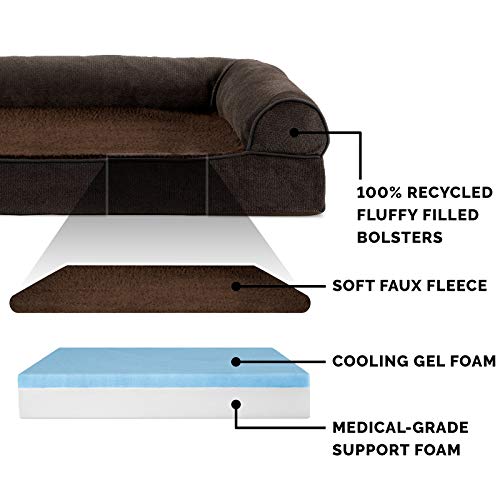 Furhaven Pet Bed for Dogs and Cats Sherpa and Chenille SofaStyle