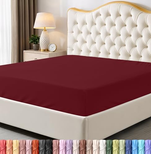 Utopia Bedding Full Fitted Sheet - Bottom Sheet - Deep Pocket - Soft Microfiber -Shrinkage and Fade Resistant-Easy Care -1 Fitted Sheet Only (Red Burgundy)