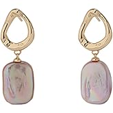 Women Gold Hoop Baroque Freshwater Pearl Earrings Purple 18K Gold Plated Earrings S925 Jewelry Christmas Birthday Gift Valentine Gift for Her