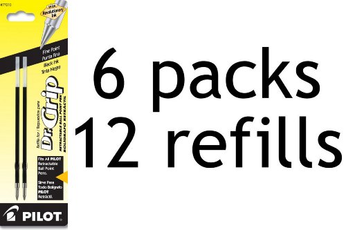 Pilot Dr. Grip Ballpoint Ink Refill, 2-Refills for Retractable Pens