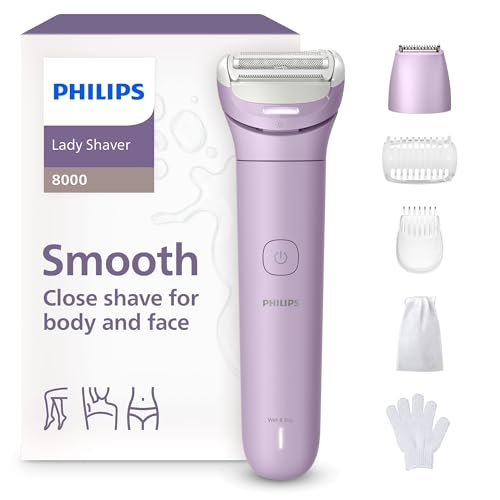 Philips Lady Shaver Series 8000 - kabelloser elektrischer Rasierer, nass und trocken, 3-Klingen-System, flexibler Scherkopf, LED-Licht, Beine/Körper/Bikinizone, 100 Min. Laufzeit, Modell BRL149/00