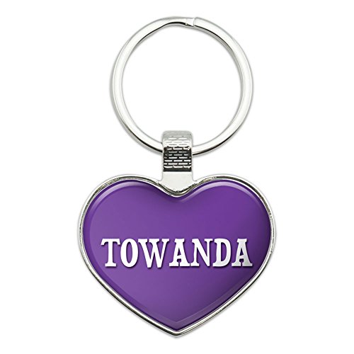 Graphics and More Metal Keychain Key Chain Ring Purple I Love Heart Names Female T Tona - Towanda