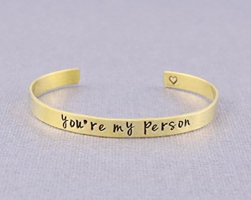 you're my person - Hand Stamped Brass or Copper Cuff Bracelet, you are my person, Grey's Anatomy Inspired, Sisters Best Friends BFF, Couples Lovers Girlfriend Valentine's Day Personalized Gift