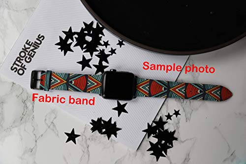 Wrist band strap compatible with Apple Watch iWatch all series adapters 38mm 40 mm 42mm 44mm series 1 2 3 4 Leather Fabric strap - Thumbnail 4