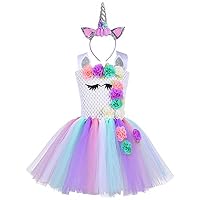 Flower Girls Unicorn Tutu Dress Kids Birthday Princess Party Costume Carnival Clothes (4-5y, Unicorn)