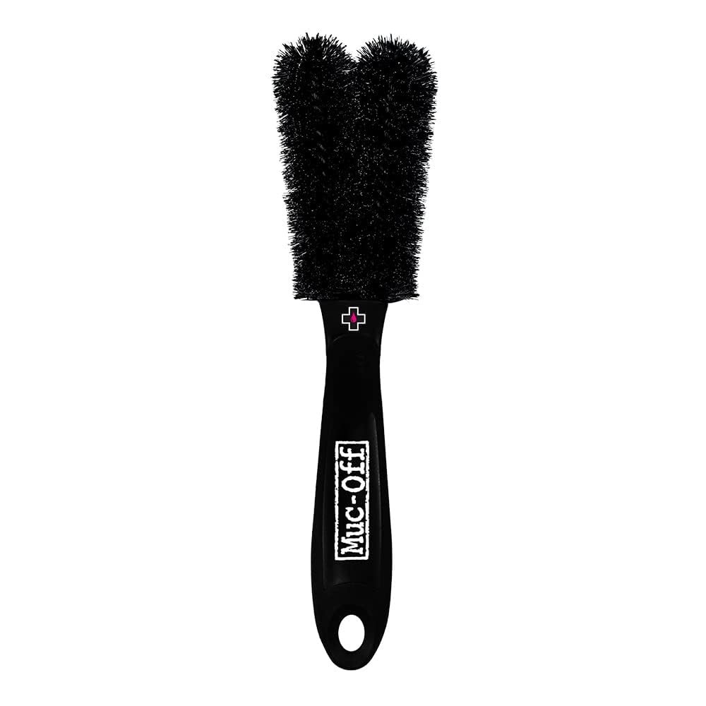 Muc-Off 373 Two Prong Brush - Bike Cleaning Brush With Rubberised Handle And Durable Nylon Bristles - Perfect For Cleaning Spokes, Discs And Pedals