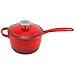 Zelancio Enameled 2-Quart Cast Iron Sauce Pan, Pot with Lid. Perfect as a Bean Pot, Spaghetti Sauce Pot, Barbecue Sauce Pot, or Pasta Sauce Pot, Cayenne Red