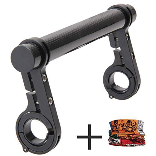 Eyours 7.88" Bike Double Handlebar Extender Carbon Fiber Mount Holder for Bicycle Accessories Flashlight Lamp Phone (Black+Black)