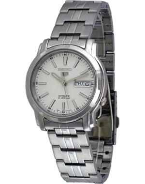 Seiko Automatic White Dial Stainless Steel Mens Watch SNKL75