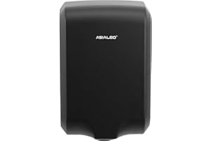 ASIALEO UL Listed Thin Automatic Commercial Hand Dryers for Bathroom ADA Compliant Heater ON/Off Switch Stainless Steel Cover Black, Wall Mounted