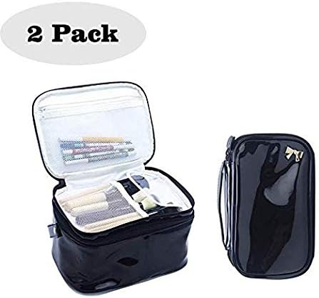 Small Cosmetic Bag Makeup Brush Organizer 2 Layer Makeup Pouch (F:Small and Large)