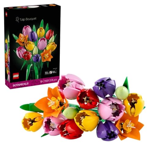 Botanicals Ramo de Tulipanes - Kit de Maquetas para Adultos de Flores Artificiales - Centro de Mesa Decorativo para Salón con 14 Tulipanes en 5 Colores - Regalo para Mujeres - 11501