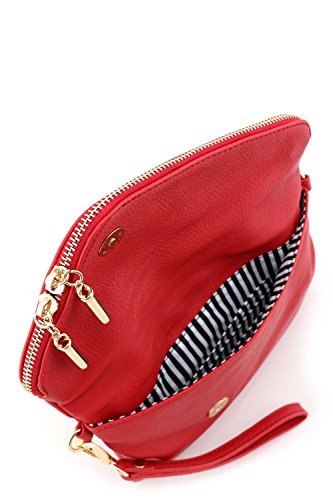 Envelope Wristlet Clutch Crossbody Bag with Chain Strap Red