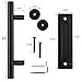 Orgerphy Black 12 Inch Round Sliding Barn Door Pull Handle Set | Black Heavy Duty Solid Steel Gate Handle | for Barn Door Gates Garages Sheds