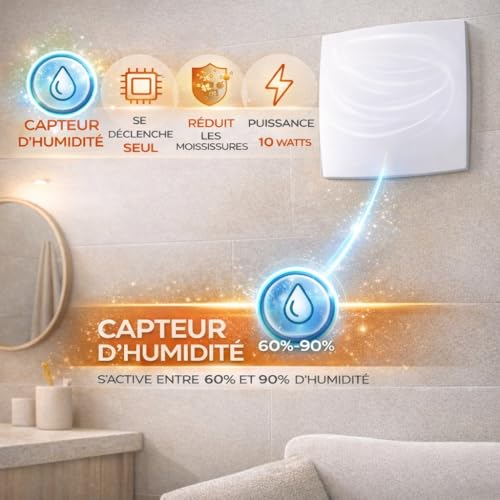 Soka home 100mm Adjustable Bathroom Air Extractor – Silent Automatic Humidity Sensor – 95 m³/h, Timer, CMV – Anti-Mould