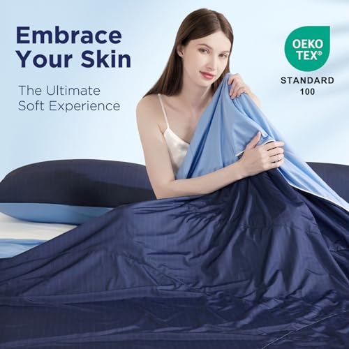 Luxear Cooling Blanket Summer Breathable Blanket with Arc-Chill Q-MAX 0.5 - Lightweight Duvet Cooling Blanket for Hot Nights - 200 x 220 cm, Blue