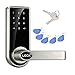 JASIT Door Lock Smart Keyless Digital Electronic Touchscreen Keypad Lever Lockset Security Entry Door Code Lock with 5 RFID Card Tags Knob Handle Stainless Steel Left/Right-Free Handed Silver (silver)