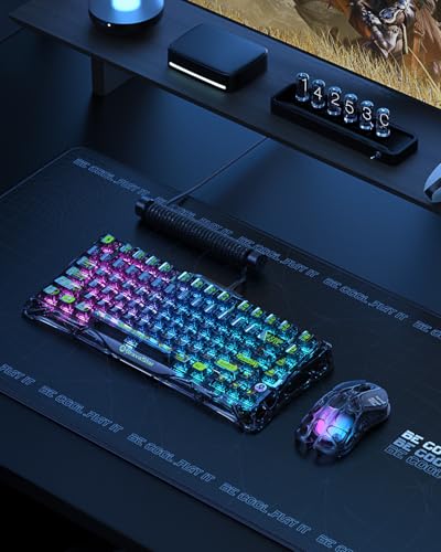 GravaStar Mercury K1 Lite Mechanical Gaming Keyboard with BT5.0/2.4G/Type-C, 75% Gasket RGB Backlit Gamer Keyboard, Pre-Lubricated Linear Switches, QWERTY (Black Transparent)