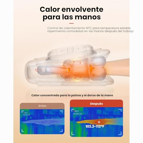 BOB AND BRAD Hand Massager with Heat and Compression, Individual Finger Massage, Relief for Arthritis and Carpal Tunnel Syndrome, Relaxation at Home/Office, Gift for Men and Women