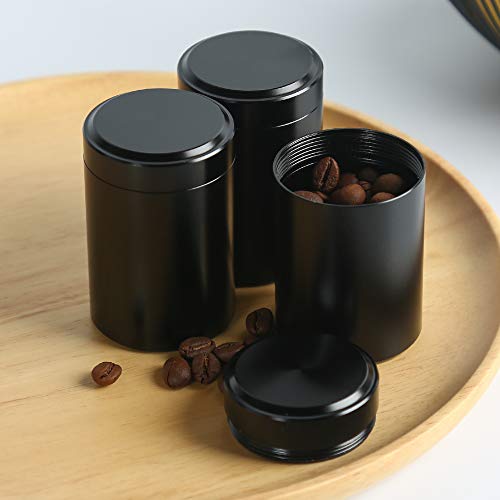 Set of 3 mini tea cans with Airtight lid home kitchen, Canisters for Tea Coffee Sugar Storage Loose Leaf Tea Tin Containers storage(black 5)