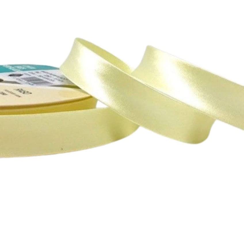 Plush Addict Single Fold Satin Bias Binding Tape for Sewing, Edging, Stitching, Hemming, Trimmings, Accessories, Outfits and Crafts - Pale Lemon - 18mm Wide x 5 Metre