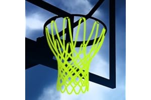 RUOLAN 2 Sets Glow in The Dark Basketball Net 2PCS - Heavy Duty Outdoor Replacement Net for Basketball Hoops, Nylon Light-Up Hoop Net for Indoor and Outdoor Play, Durable Basketball Goal Net for Kids