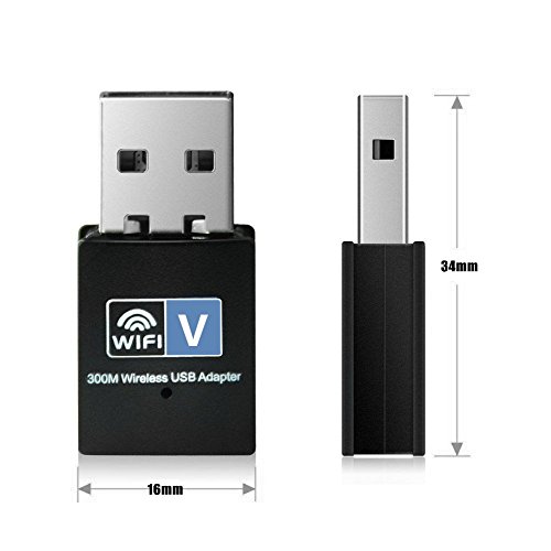 WiFi Adapter,NETVIP USB Wireless Network Adapter 300Mbps WiFi Card 2.4GHz WLAN Dongle for PC/Desktop/Tablet,Compatible with Windows XP/Vista/Win7/Win8/Mac System - Black