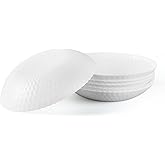 LaGlint 30 OZ Opal Glass Pasta Bowls Set of 6, White 8.5 inch Round Shallow Serving Bowl for Soup, Salad, Dinner, Kitchen Bowl Plates, Microwave Dishwasher Safe