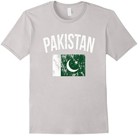 Men's PAKISTAN Flag Distressed Vintage Effect T-Shirt XL Silver
