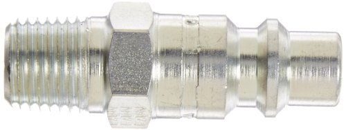 Eaton Hansen 40 Steel Tru-Flate Interchange Ball Lock Pneumatic Fitting, Plug, 1/4"-18 NPTF Male, 1/4" Port Size, 3/8" Body