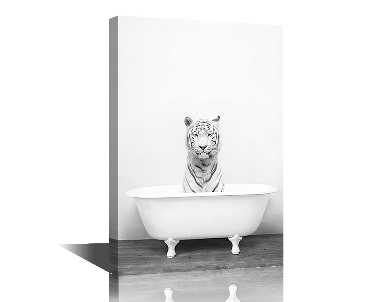 Farmhouse Tiger Wall Art - Canvas Framed Poster, 24"W x 16"H, Ready to Hang - Perfect for Bathroom, Kids Room, Farm Home, Vintage Toilet Decor, Halloween Gifts