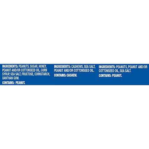 PLANTERS VARIETY PACKS (SALTED CASHEWS, SALTED PEANUTS & HONEY ROASTED PEANUTS), 24 PACKS – INDIVIDUAL BAGS OF ON-THE-GO NUT SNACKS – NO CHOLESTEROL OR TRANS FATS – SOURCE OF FIBER AND HEALTHY FATS