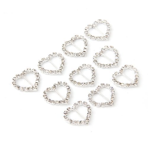 Gleader Ribbon Buckle Slider, Silver, 25x21mm, 10 Pcs