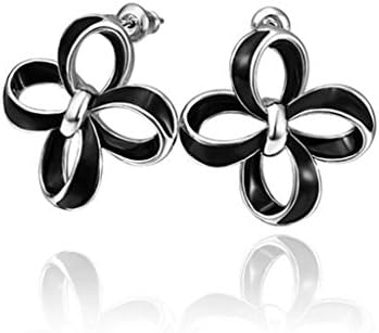 Aomily Jewelry 18K Gold Plated Stud Earrings For Womens Hollow Flower White Gold