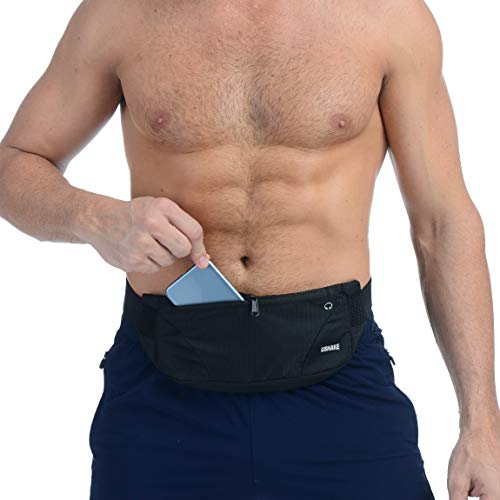 UShake Running Belt, Men or Women Ultra Light Bounce Free Waist Pouch Bag Fitness Workout Belt Sport Waist Pack Exercise Waist Bag for iPhone X XS 7 SE 6 6+ Samsung in Running Gym Marathon-02BLACK