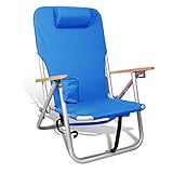Beach & Camping Outdoor Chair Backpack 4 Position Lightweight Aluminum by JGR Copa (Light Blue)