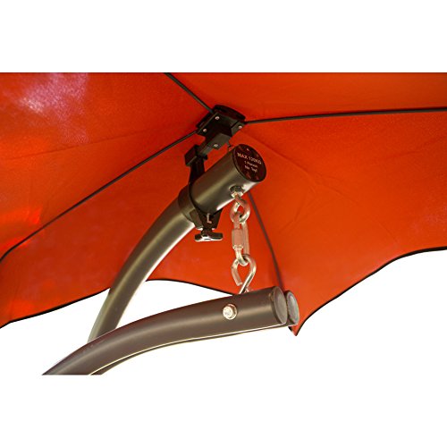 PatioPost Outdoor Hanging Chaise Lounger Chair Swing Hammock Arc Stand Air Porch Canopy, Orange Red