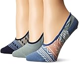Sperry Women's 3 Pack Canoe No Show Liner Socks, Blue/Grey/Black, 9-11